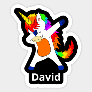 David Dabbing Unicorn First Name Personalized Sticker